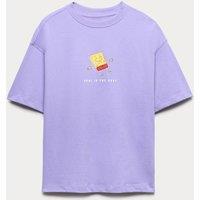 M&S Pure Cotton Spongebob Graphic T-Shirt (6-16 Yrs) Purple