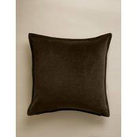 M&S Pure Cotton Velvet Cushion Cover Dark Green