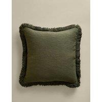 M&S Textured Fringe Cushion Cover Khaki