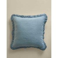 M&S Textured Fringe Cushion Cover Slate Blue