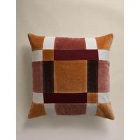 M&S Pure Cotton Velvet Patchwork Cushion Cover Rust Mix