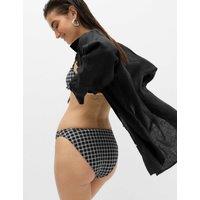 M&S Checked High Leg Bikini Bottoms Black Mix
