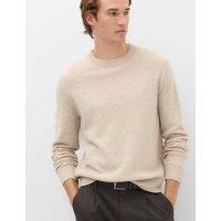 M&S Pure Lambswool Crew Neck Jumper Neutral