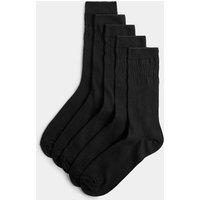 M&S 5 Pack Cotton Rich Gentle Grip Socks Black