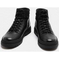 M&S Faux Leather Lace Up Hiker Boots Black