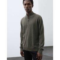 Autograph Pure Cashmere Half Zip Jumper Khaki/Olive