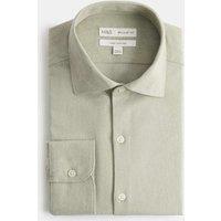 M&S Regular Fit Easy Iron Marl Shirt Green