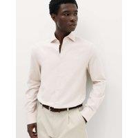 M&S Regular Fit Easy Iron Marl Shirt Neutral