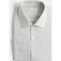 M&S Regular Fit Pure Cotton Check Shirt Green Mix
