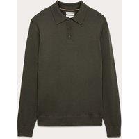 JAEGER Merino Wool with Silk Knitted Polo Shirt Evergreen