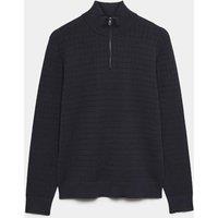 Autograph Performance Checked Texture Half Zip Jumper Dark Navy