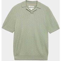 JAEGER Merino Wool with Silk Knitted Polo Shirt Sage