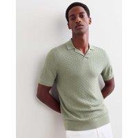 JAEGER Merino Wool with Silk Knitted Polo Shirt Sage