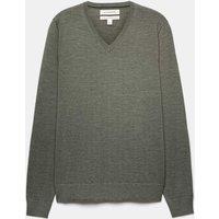 Autograph Pure Extra Fine Merino Wool V-Neck Jumper Khaki/Olive