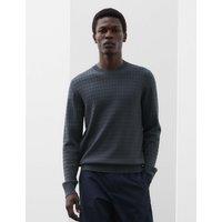 Autograph Performance Checked Textured Knitted Jumper Nightshade