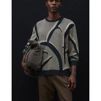 Autograph Oversized Fit Abstract Floral Crew Neck Jumper Natural Mix