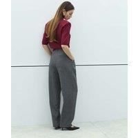 M&S Pleat Front Carrot Leg Trousers Grey