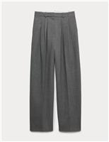 M&S Pleat Front Carrot Leg Trousers Grey