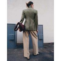 M&S Pleat Front Carrot Leg Trousers Neutral