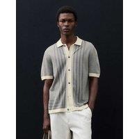 Autograph Pure Cotton Button Through Knitted Polo Shirt Nightshade