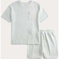 M&S Pure Cotton Waffle Short Pyjamas (1-16 Yrs) Grey