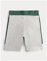 M&S 2 Pack Cotton Rich Cycling Shorts (6-16 Years) Green Mix