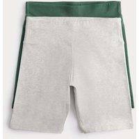 M&S 2 Pack Cotton Rich Cycling Shorts (6-16 Yrs) Green Mix