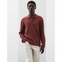Autograph Long Sleeve Knitted Polo Shirt Chestnut