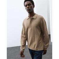 Autograph Long Sleeve Knitted Polo Shirt Sable