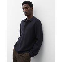 Autograph Long Sleeve Knitted Polo Shirt Dark Navy