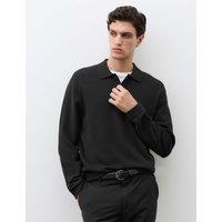 Autograph Long Sleeve Knitted Polo Shirt Black