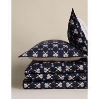 M&S Pure Cotton Geometric Shibori Inspired Bedding Set Navy