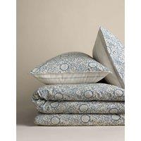 M&S Cotton Rich Woodblock Floral Bedding Set Slate Blue