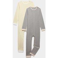 M&S 2 Pack Adaptive Pure Cotton Sleepsuits (3-16 Yrs) Camomile