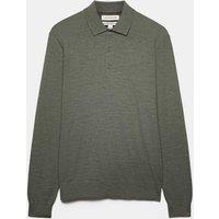 Autograph Pure Extra Fine Merino Wool Polo Shirt Khaki/Olive