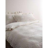 M&S Pure Cotton Floral Jacquard Bedding Set Neutral