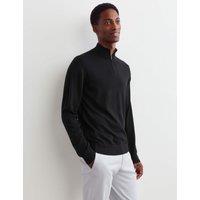 JAEGER Merino Wool with Silk Half Zip Jumper Black