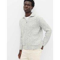 M&S Cotton Blend Zip Up Knitted Jacket Blue Mix