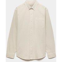 M&S Pure Cotton Garment Dye Oxford Shirt Natural