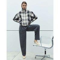 M&S Checked Bubble Hem Funnel Neck Jacket Black Mix