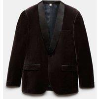 Autograph Pure Cotton Velvet Shawl Lapel Single Breasted Evening Blazer Bitter Chocolate