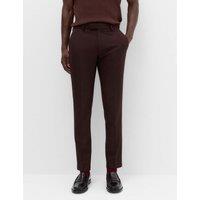 M&S Slim Fit Twill Suit Trousers Bordeaux