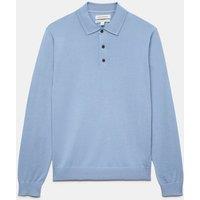 Autograph Pure Extra Fine Merino Wool Polo Shirt Dusty Blue