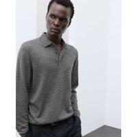 Autograph Pure Extra Fine Merino Wool Polo Shirt Medium Grey