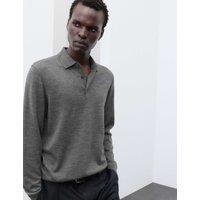Autograph Pure Extra Fine Merino Wool Polo Shirt Medium Grey