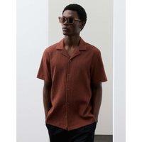 Autograph Regular Fit Crinkle Seersucker Shirt Chestnut