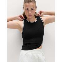 Goodmove Modal Rich Rib Fitted Bra Vest Top Black