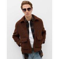 M&S Boucl Zip Through Jacket Brown Mix