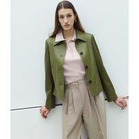 M&S Faux Leather Collared Jacket Bright Sage