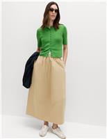 Pure Cotton Cocoon Shape Midi Skirt
